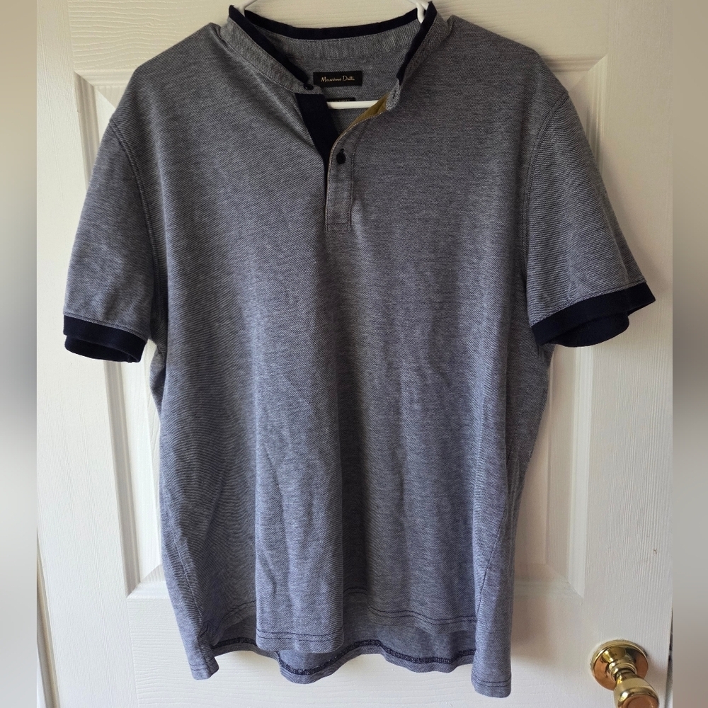 MOSSIMO DUTTI Men's Polo Tshirt XL Short Sleeve Blue Gray‎ and Navy